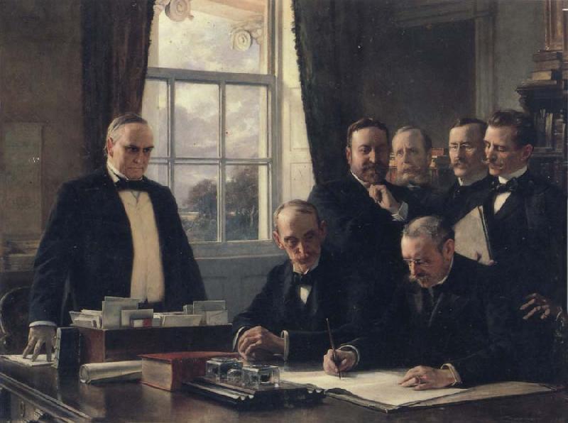 Theobald Chartran Signing of the Peace Protocol Between Spain and the United States